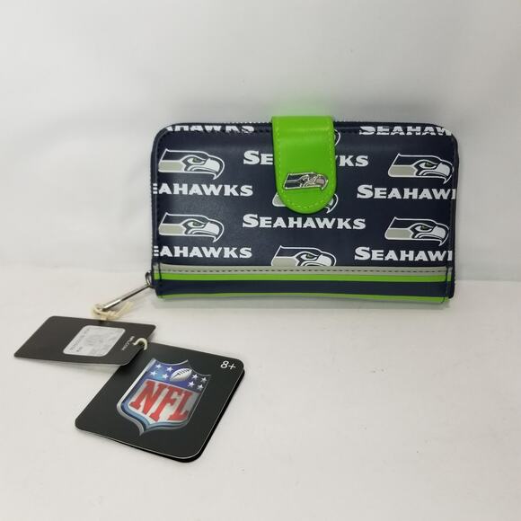 Loungefly NFL Seattle Seahawks Logo Zip Around  Wallet NWT - Picture 1 of 4
